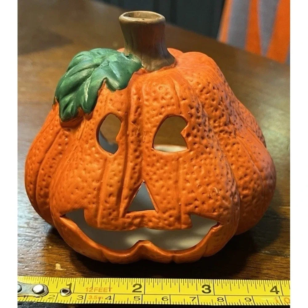 Vintage K-Mart Halloween Pumpkin Jack-O'-Lantern Votive Candle Holder
